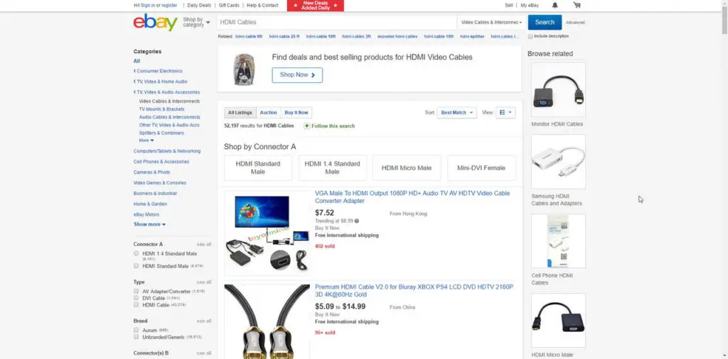 Cheap HDMI Cables at Ebay