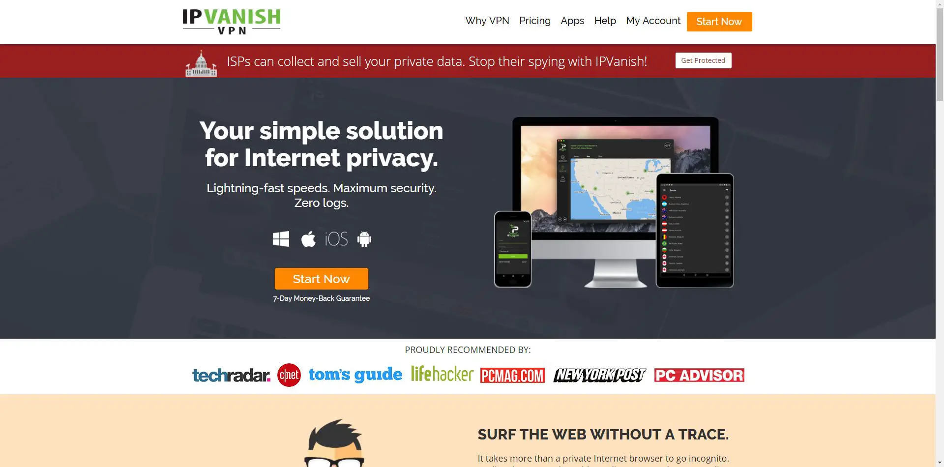 IPVanish Website Screenshot