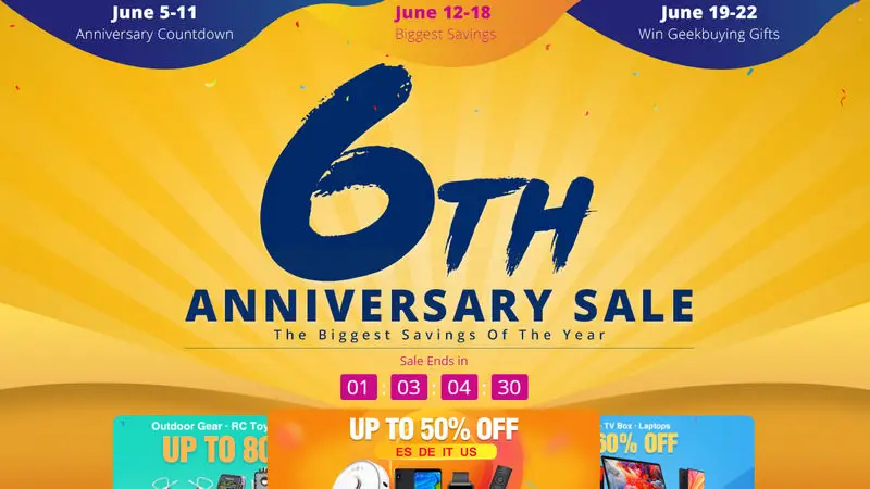 GeekBuying 6th Anniversary Sale
